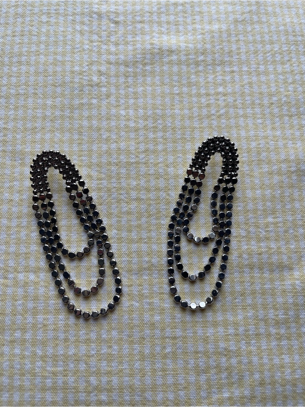 Multi-Strand Silver Colored Beaded Drop Earrings - Women Jewelry